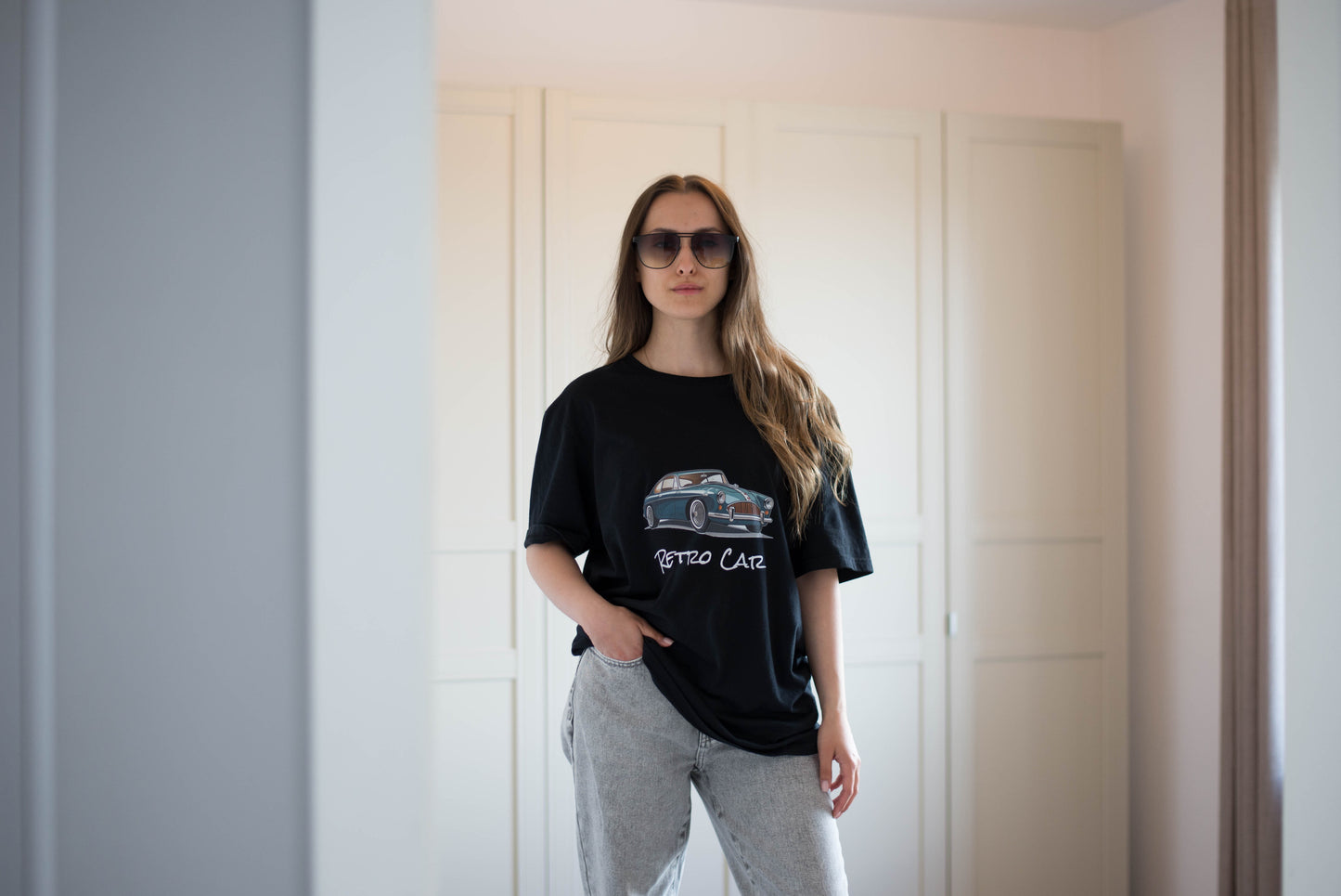 T-shirt unisex z krótkim rękawem „RETRO CAR” ID: 239 (PREMIUM)