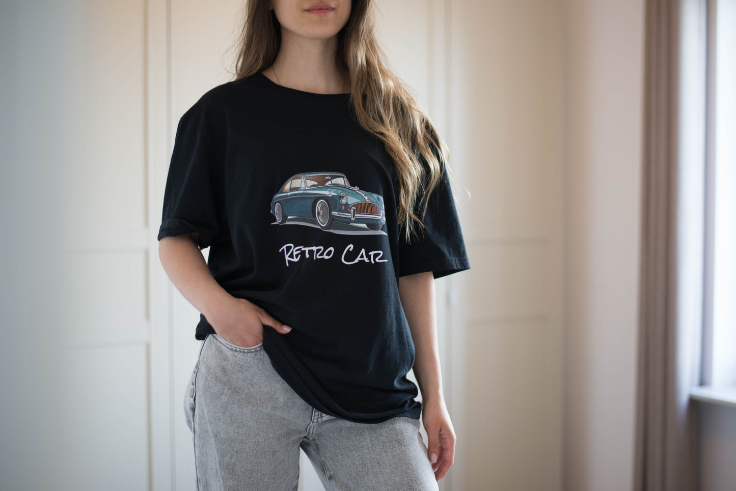 T-shirt unisex z krótkim rękawem „RETRO CAR” ID: 239 (PREMIUM)