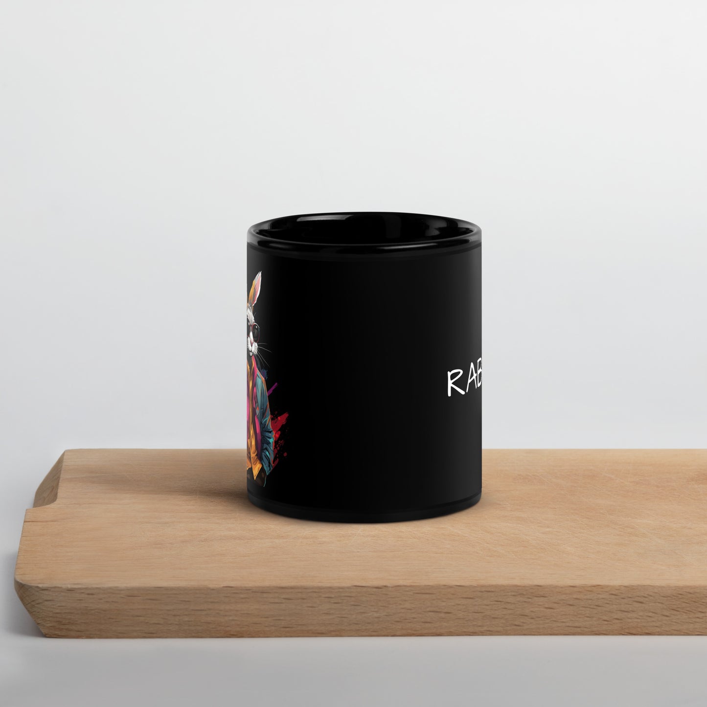 Black Glossy Mug "RABBIT" ID: 16 (PREMIUM)