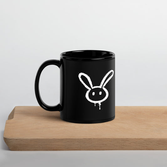 Black Glossy Mug "RABBIT" ID: 02 (PREMIUM)