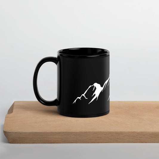 Black Glossy Mug "MOUNTAINS" ID: 08 (PREMIUM)