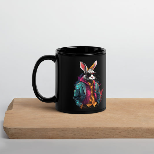 Black Glossy Mug "RABBIT" ID: 16 (PREMIUM)