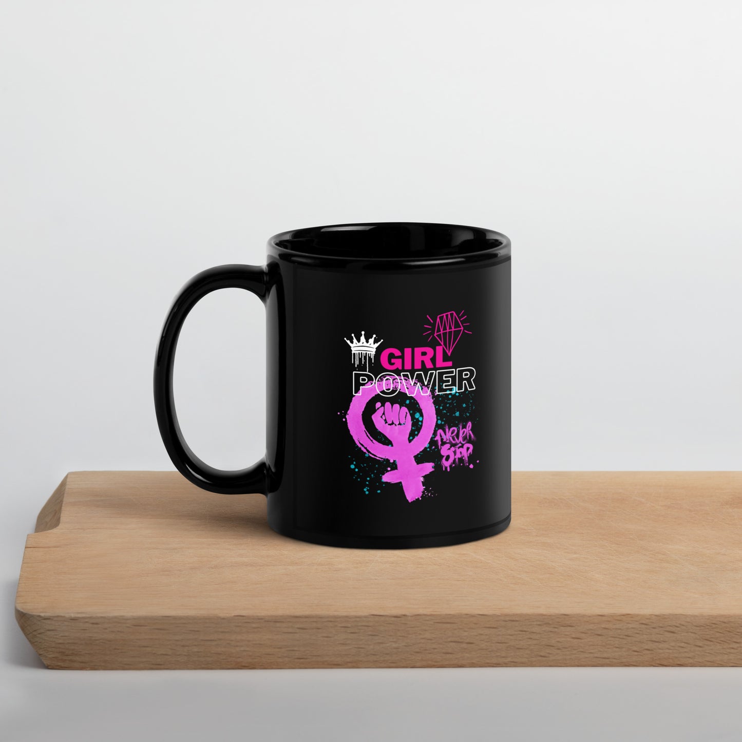 Black Glossy Mug "GIRL POWER" ID: 04 (PREMIUM)