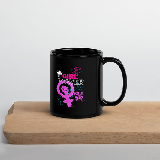 Black Glossy Mug "GIRL POWER" ID: 04 (PREMIUM)