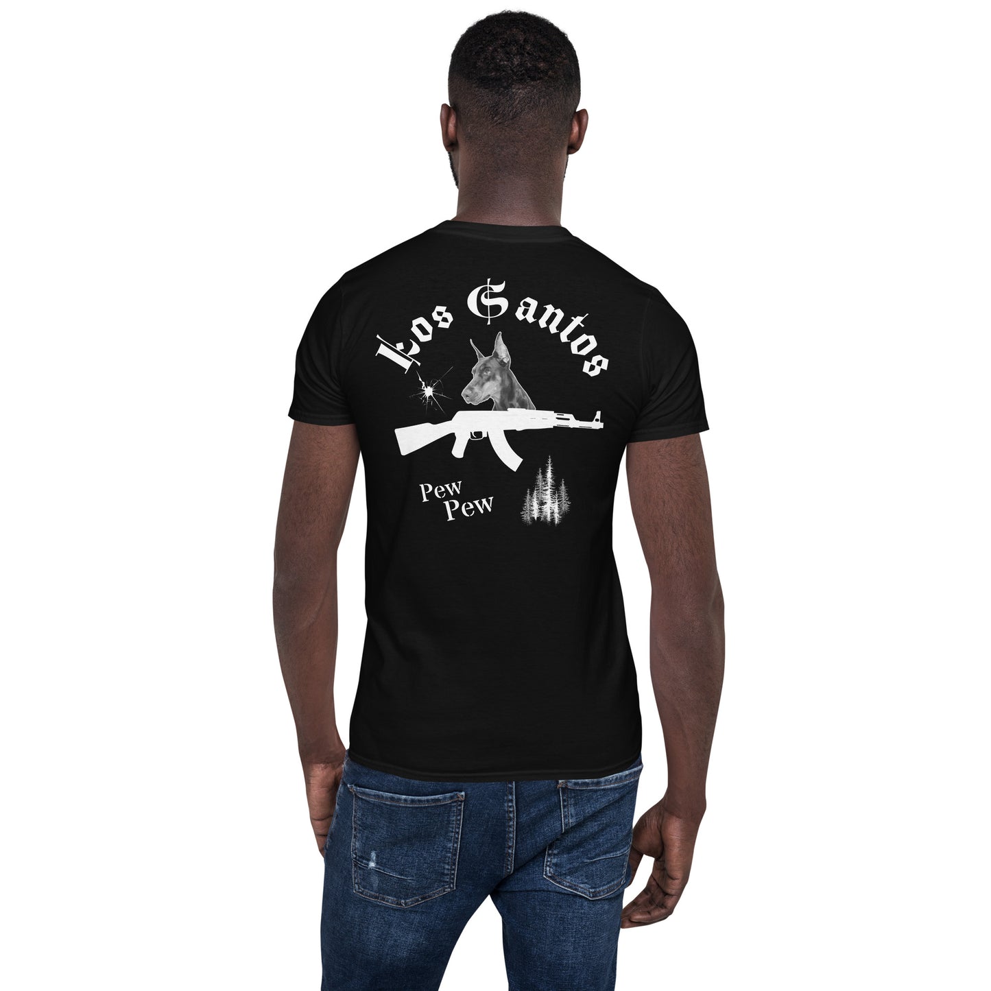 Short-Sleeve Unisex T-Shirt "Dog Los Santos" (back&front) ID: 462 (PREMIUM)