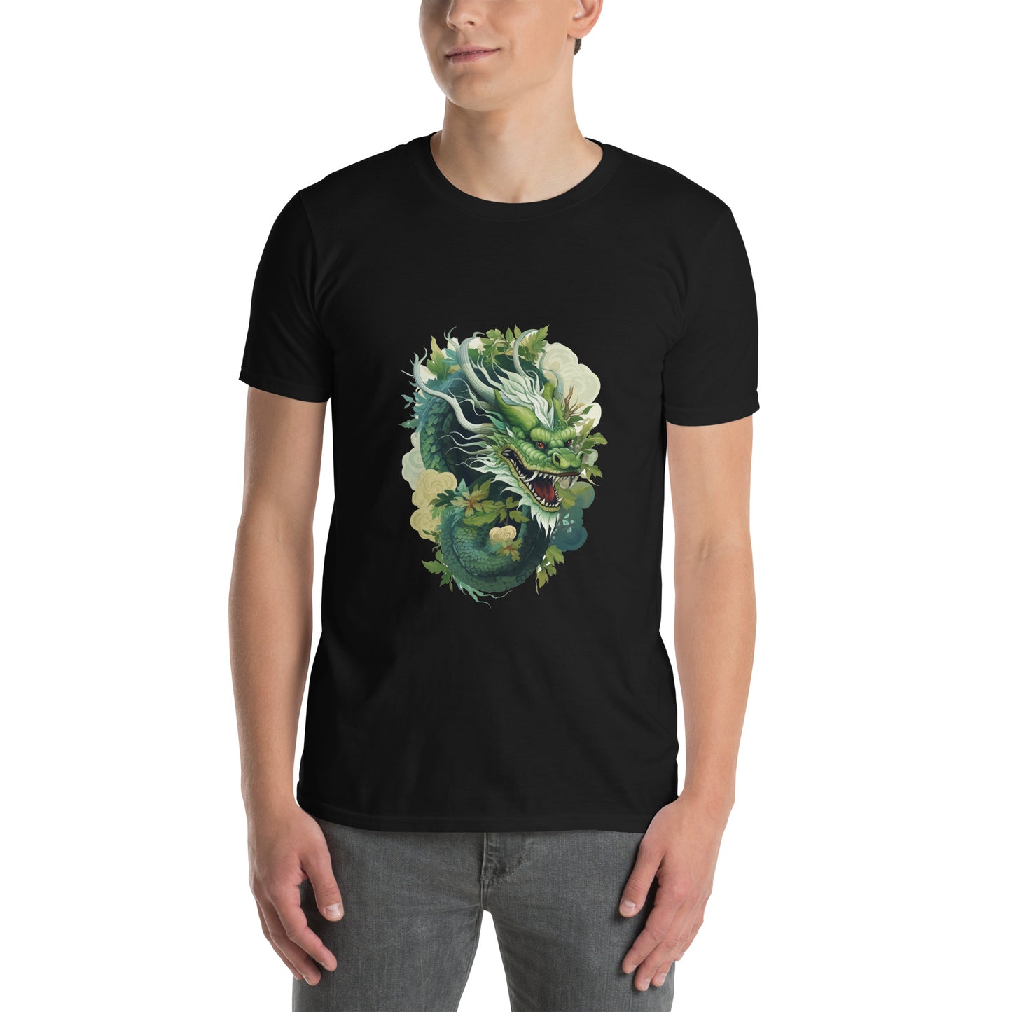 T-Shirt unisex z krótkim rękawem „ZIELONY SMOK” ID: 126 (PREMIUM)