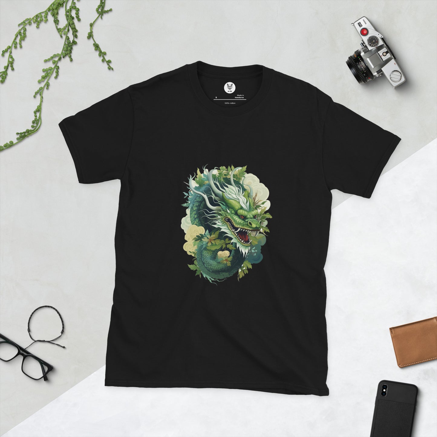 T-Shirt unisex z krótkim rękawem „ZIELONY SMOK” ID: 126 (PREMIUM)