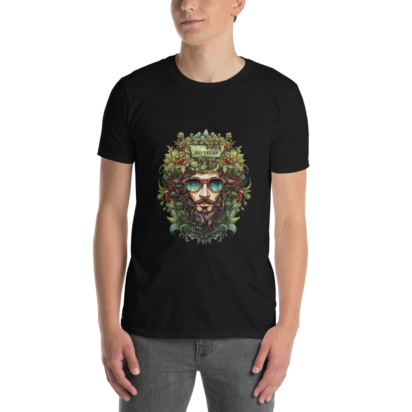 Koszulka unisex z krótkim rękawem „GO VEGAN” ID: 134 (PREMIUM)