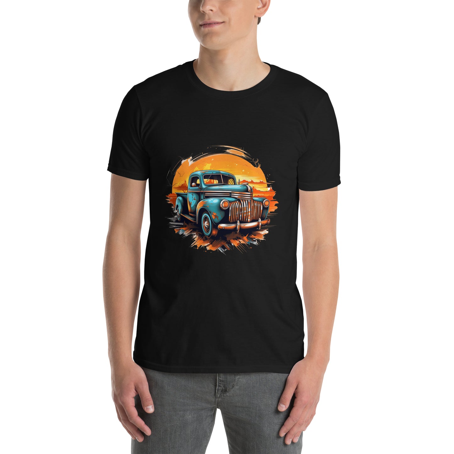 T-shirt unisex z krótkim rękawem „RETRO CAR” ID: 148 (PREMIUM)