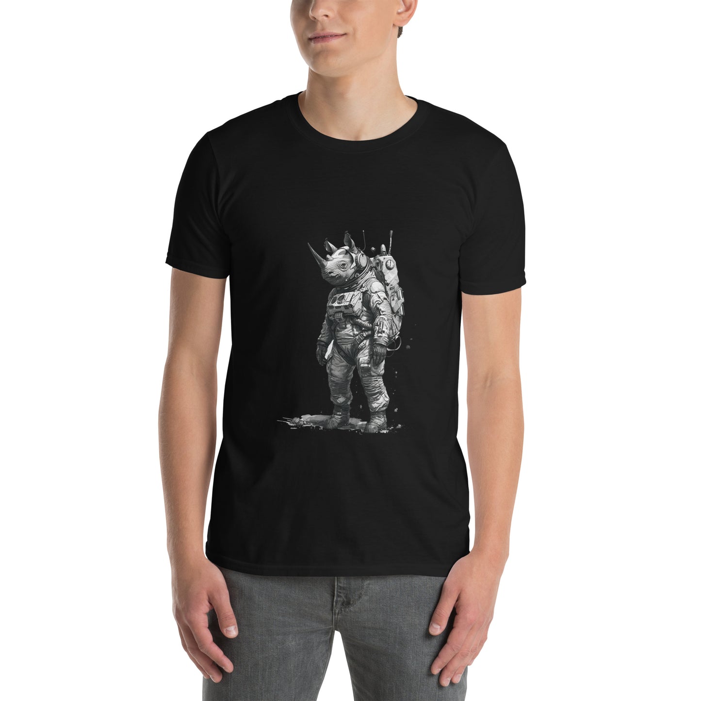 T-shirt unisex z krótkim rękawem „RHINO ASTRONAUT” ID: 151 (PREMIUM)