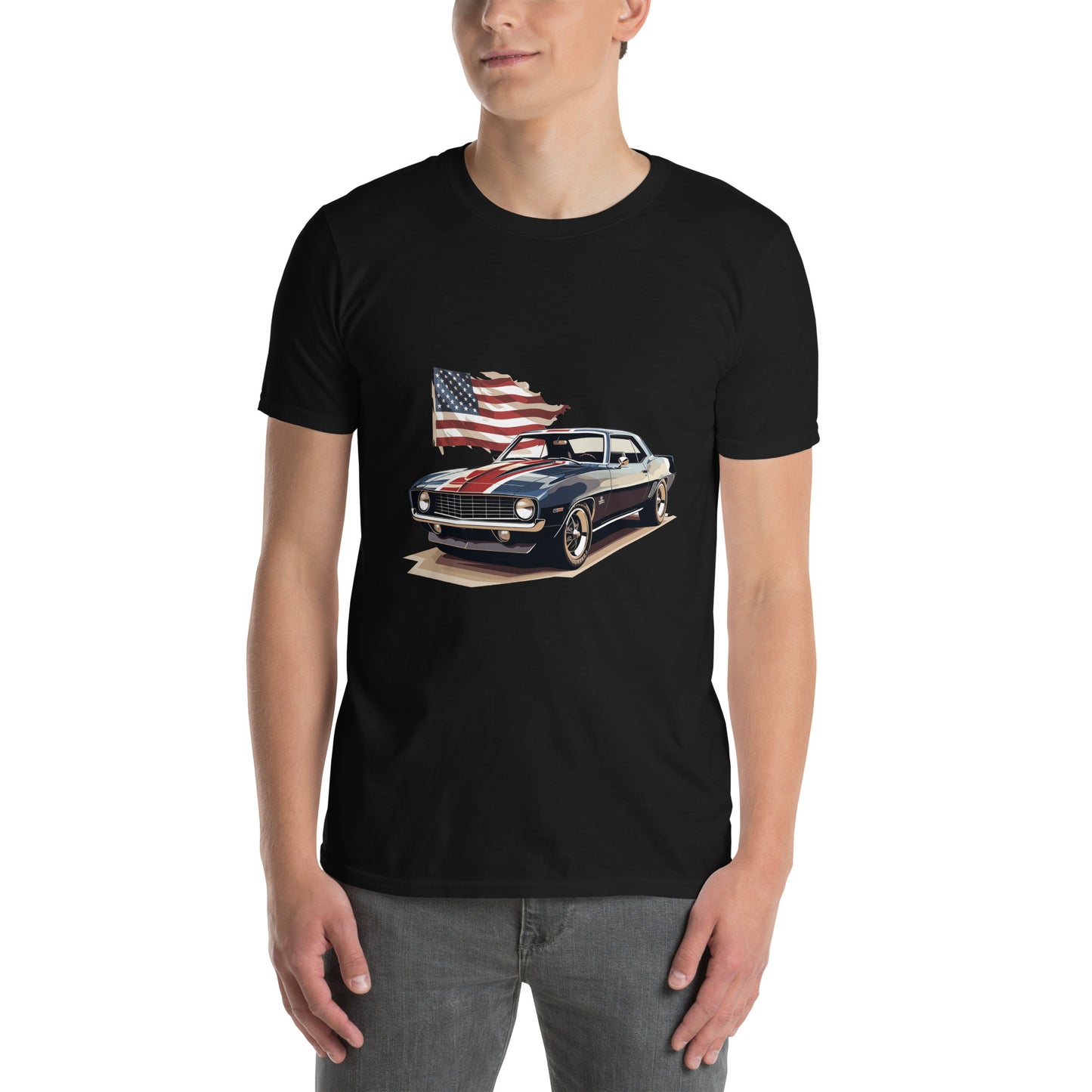 T-shirt unisex z krótkim rękawem „MUSCLE CAR” ID: 154 (PREMIUM)