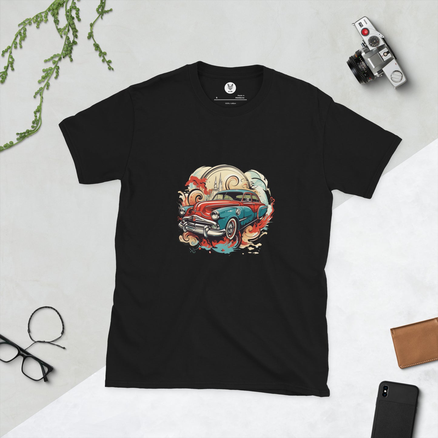 T-shirt unisex z krótkim rękawem „RETRO CAR” ID: 229 (PREMIUM)