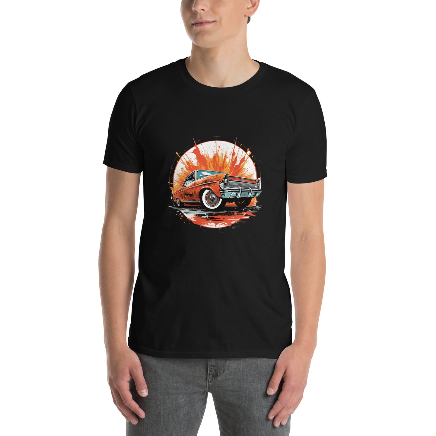 T-shirt unisex z krótkim rękawem „RETRO CAR” ID: 251 (PREMIUM)