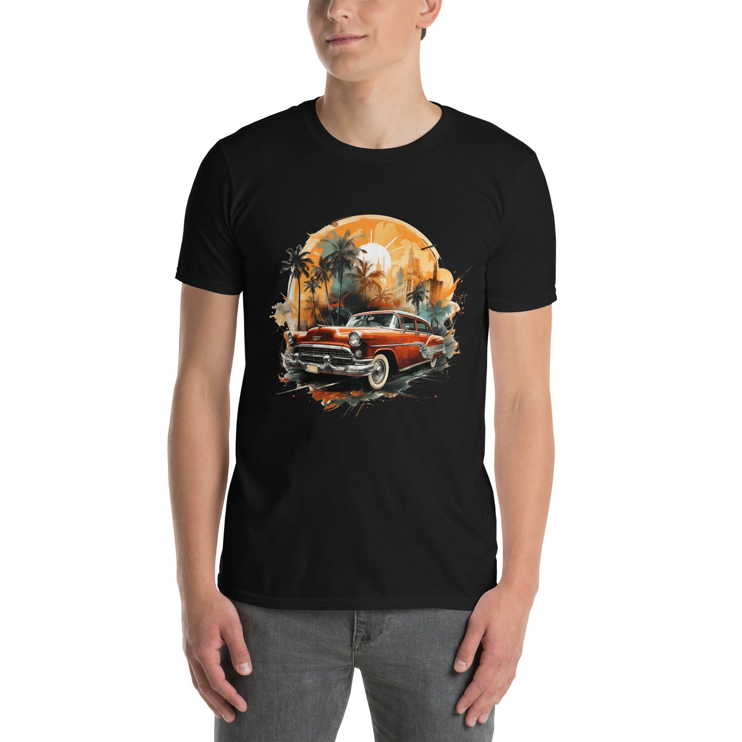 T-shirt unisex z krótkim rękawem „RETRO CAR” ID: 288 (PREMIUM)