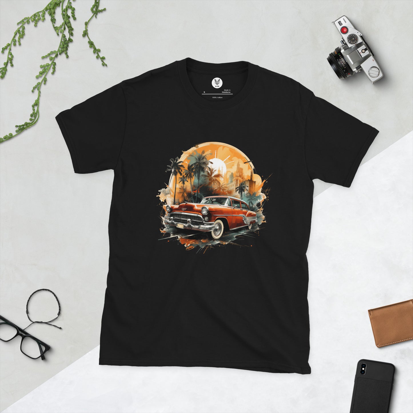 T-shirt unisex z krótkim rękawem „RETRO CAR” ID: 288 (PREMIUM)