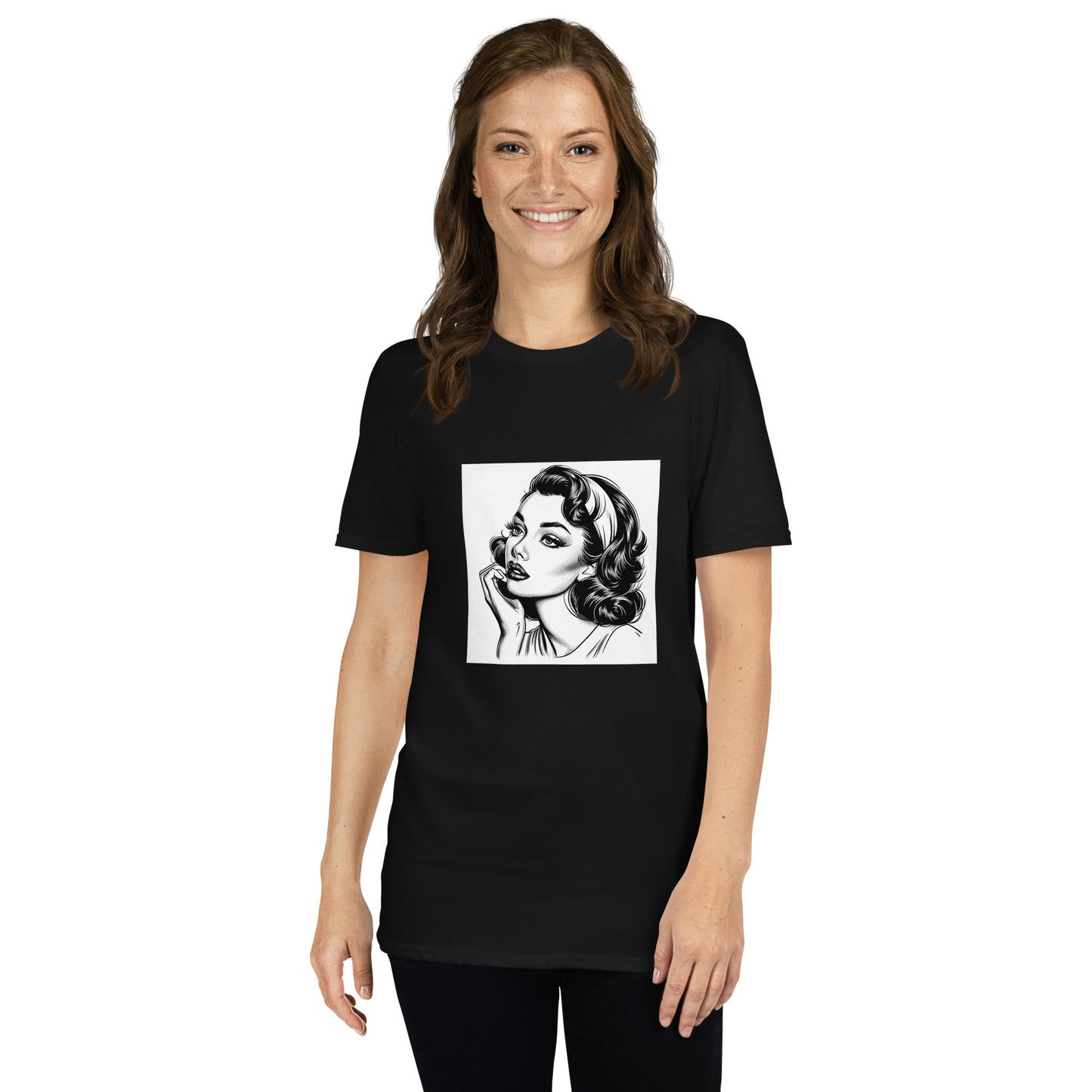 T-Shirt unisex z krótkim rękawem „RETRO GIRL” ID: 294 (PREMIUM)