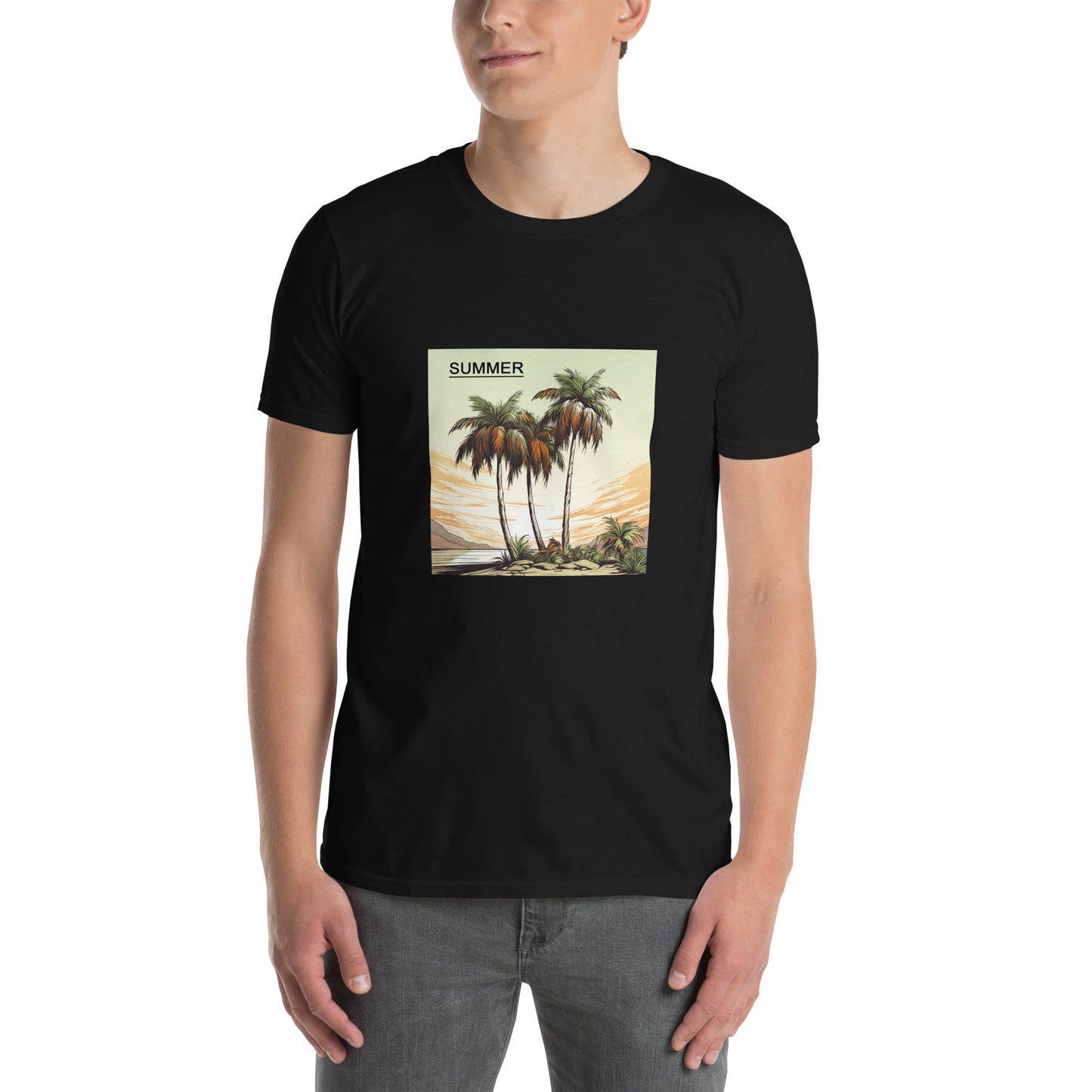 T-Shirt unisex z krótkim rękawem „PALMS SUMMER” ID: 303 (PREMIUM)