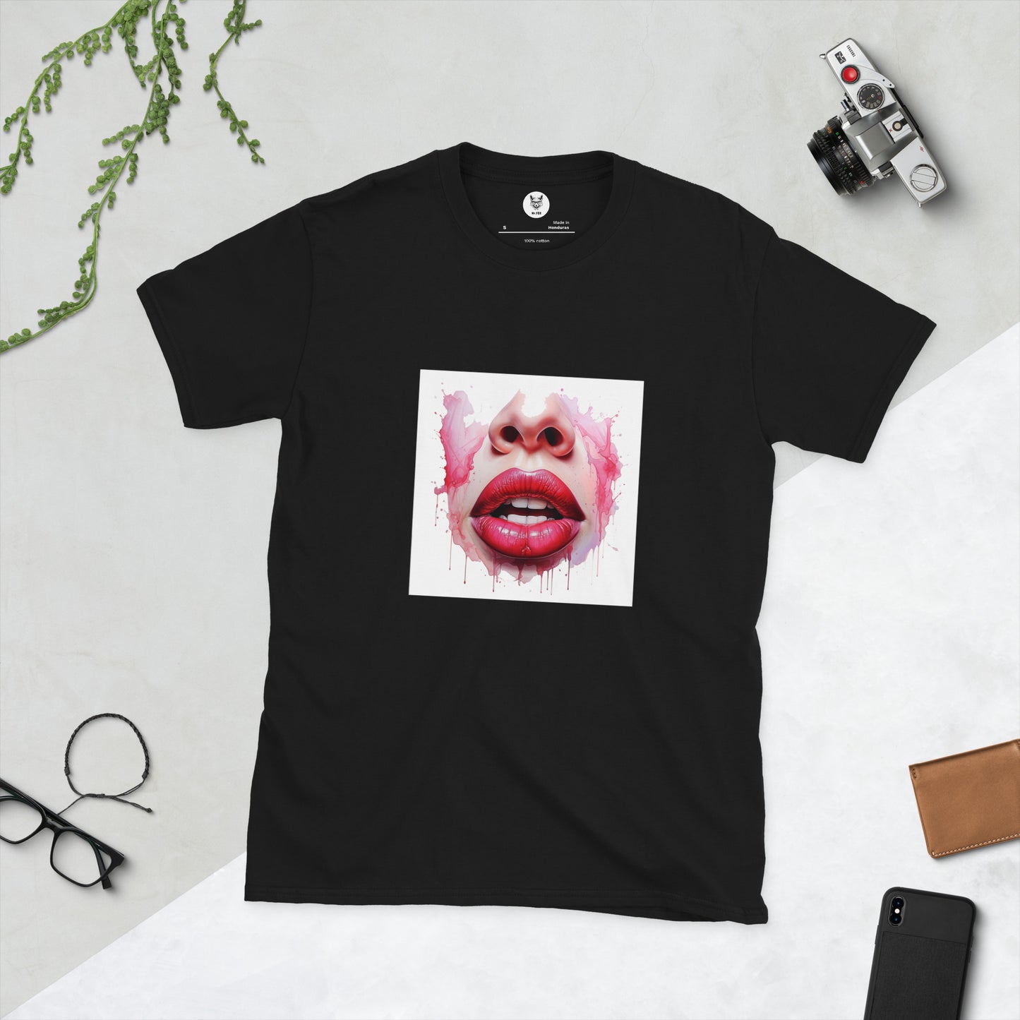 Koszulka unisex z krótkim rękawem „LIPS” ID: 310 (PREMIUM)