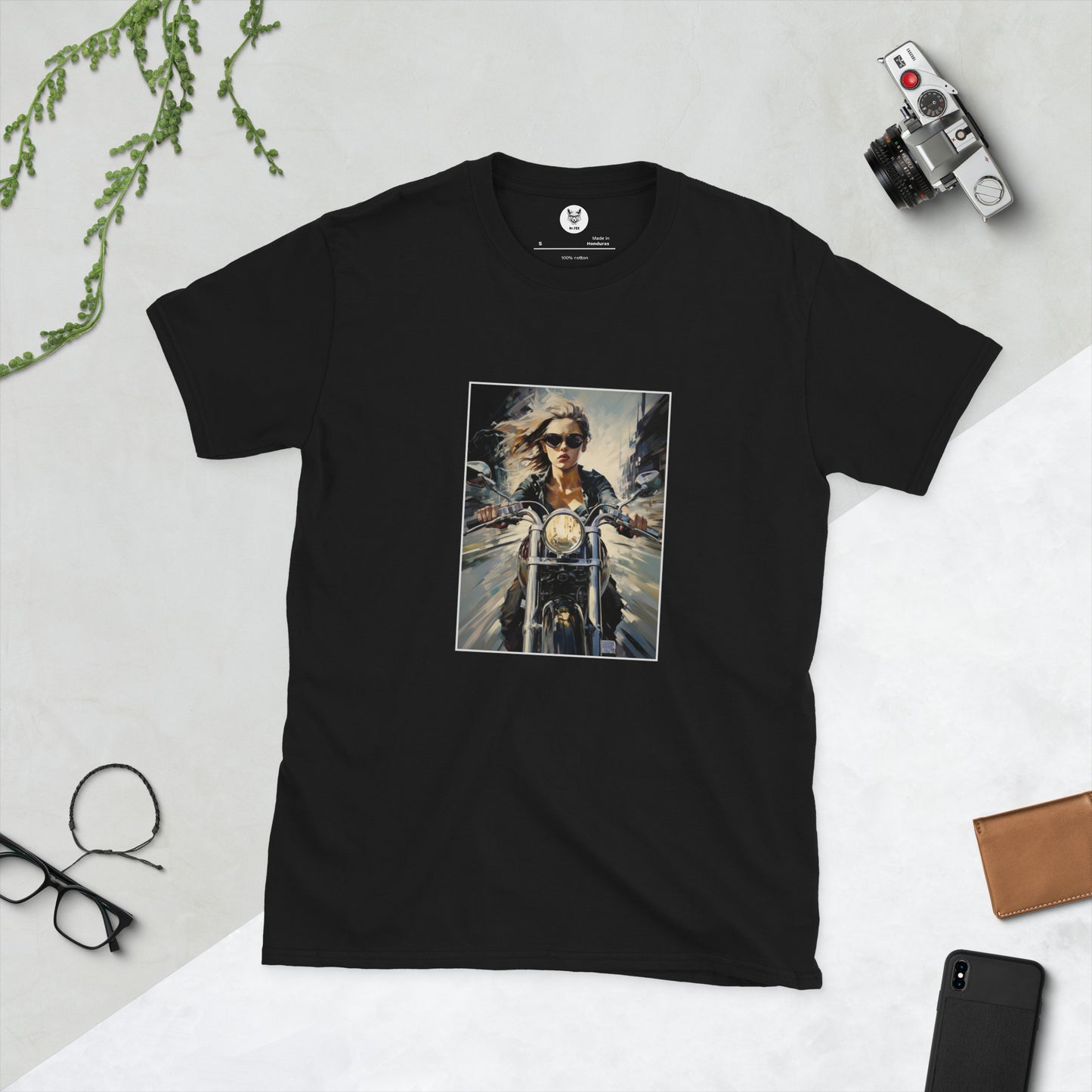 Short-Sleeve Unisex T-Shirt "BIKER GIRL" ID: 322 (PREMIUM)