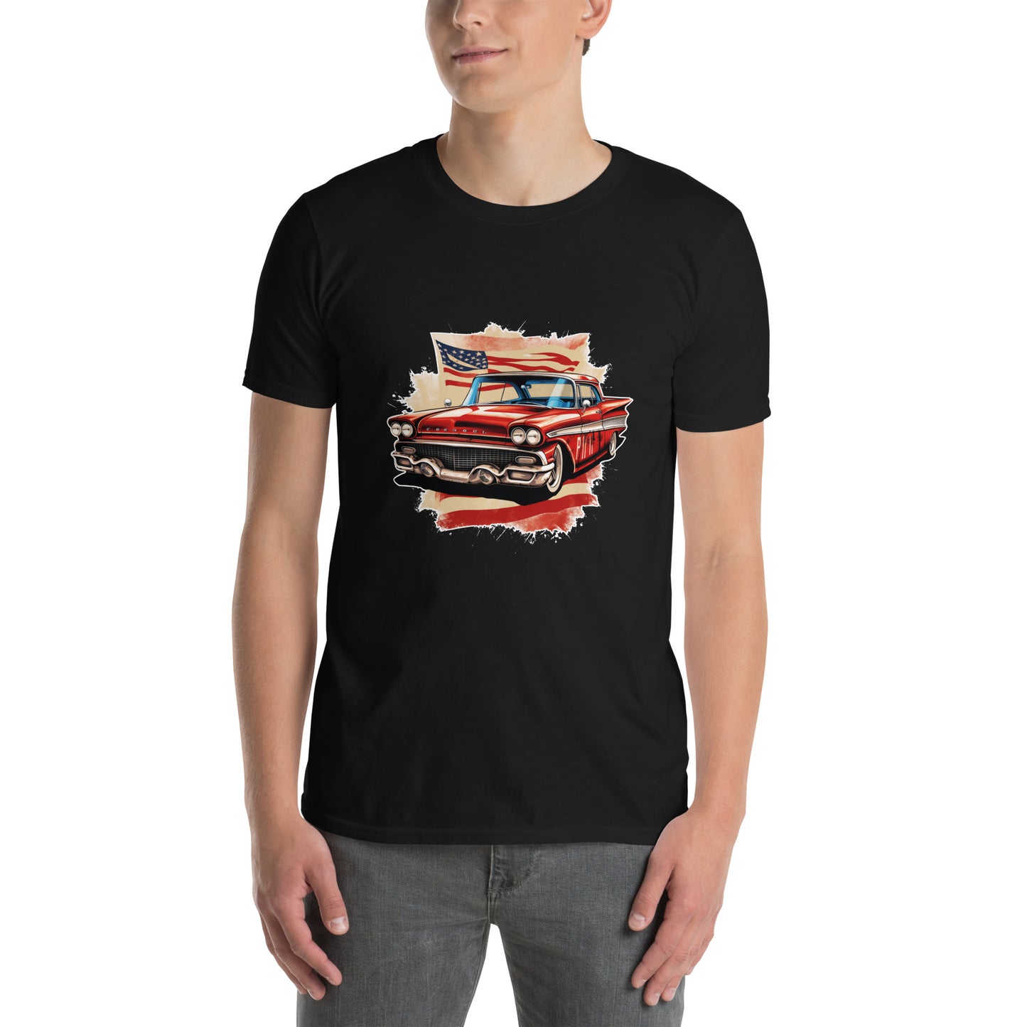 Koszulka unisex z krótkim rękawem „RETRO CAR” id: 24 (PREMIUM)