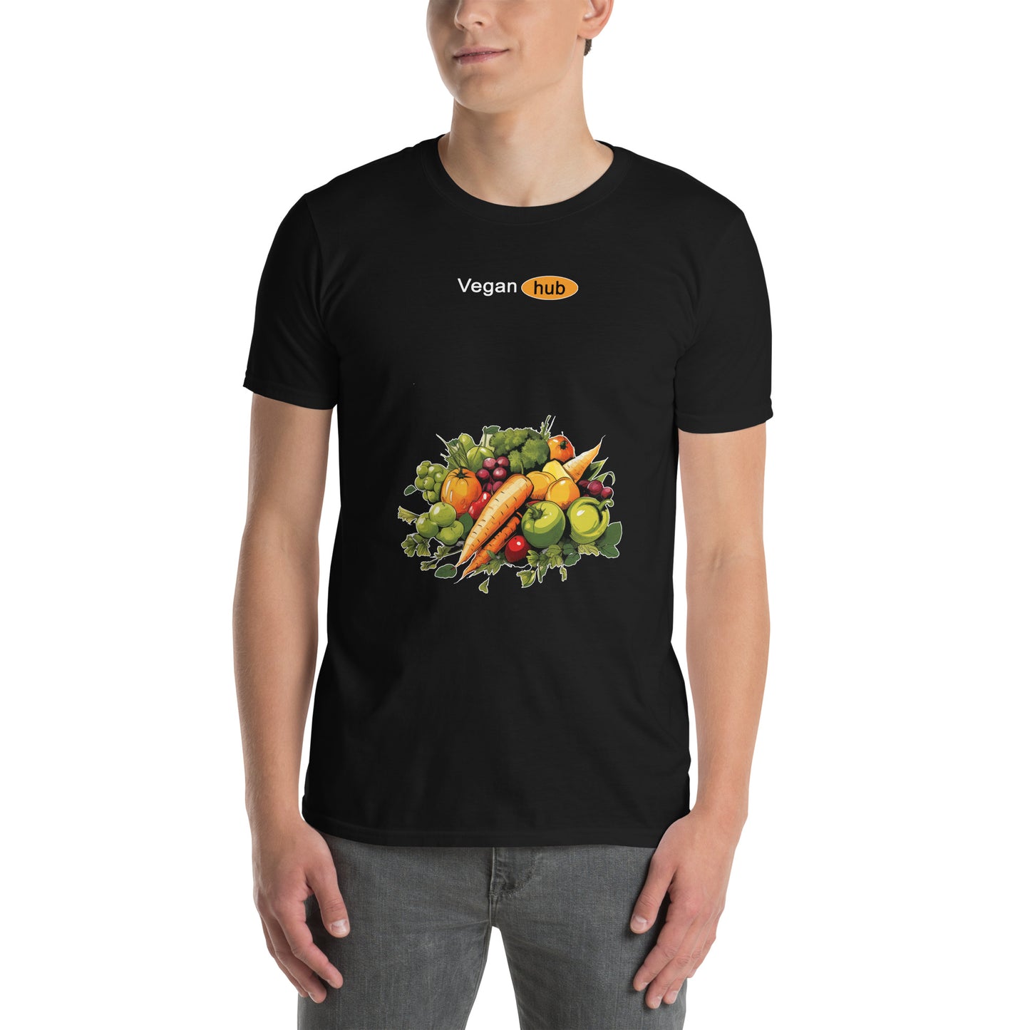 T-shirt unisex z krótkim rękawem „VEGAN HUB” id: 75 (PREMIUM)