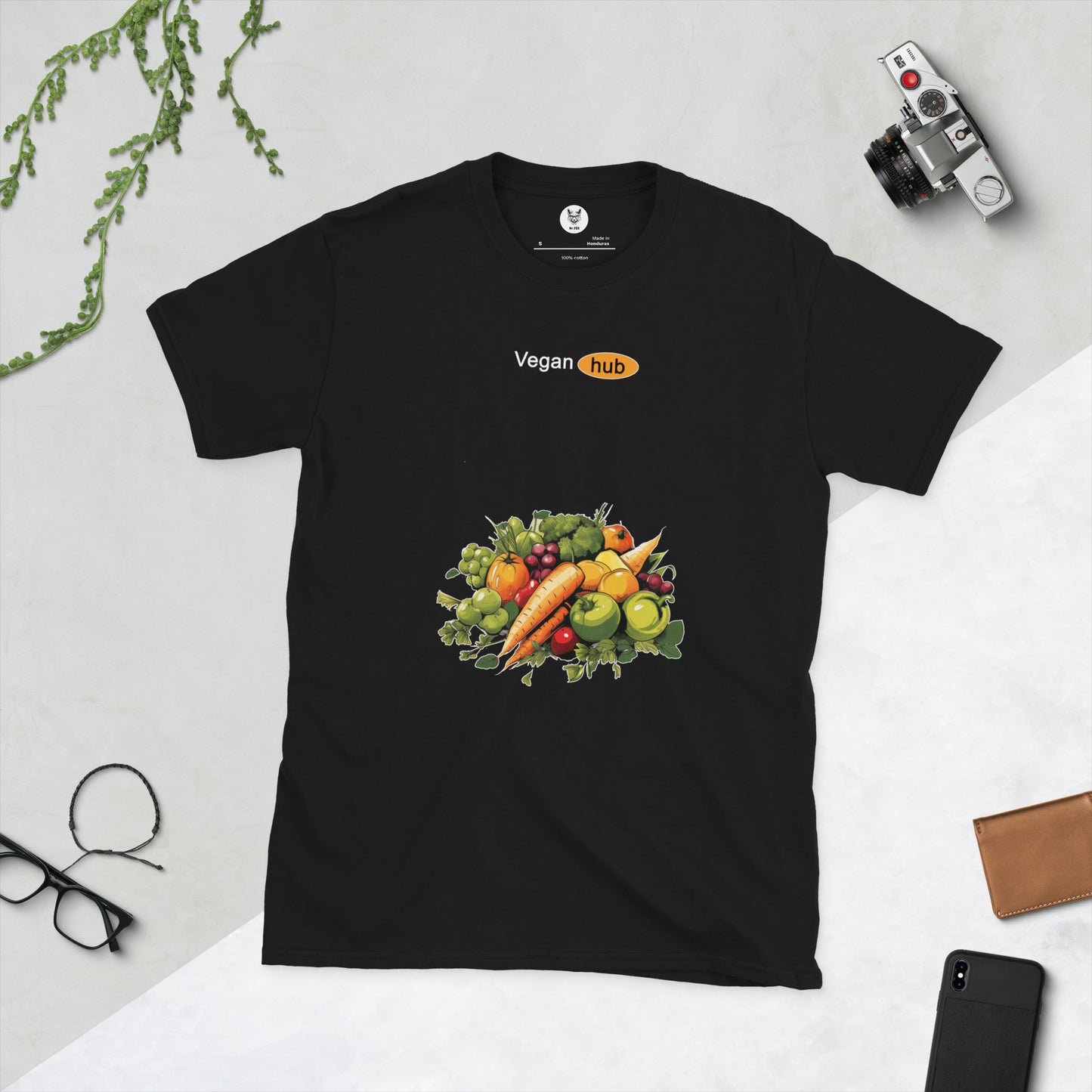 T-shirt unisex z krótkim rękawem „VEGAN HUB” id: 75 (PREMIUM)