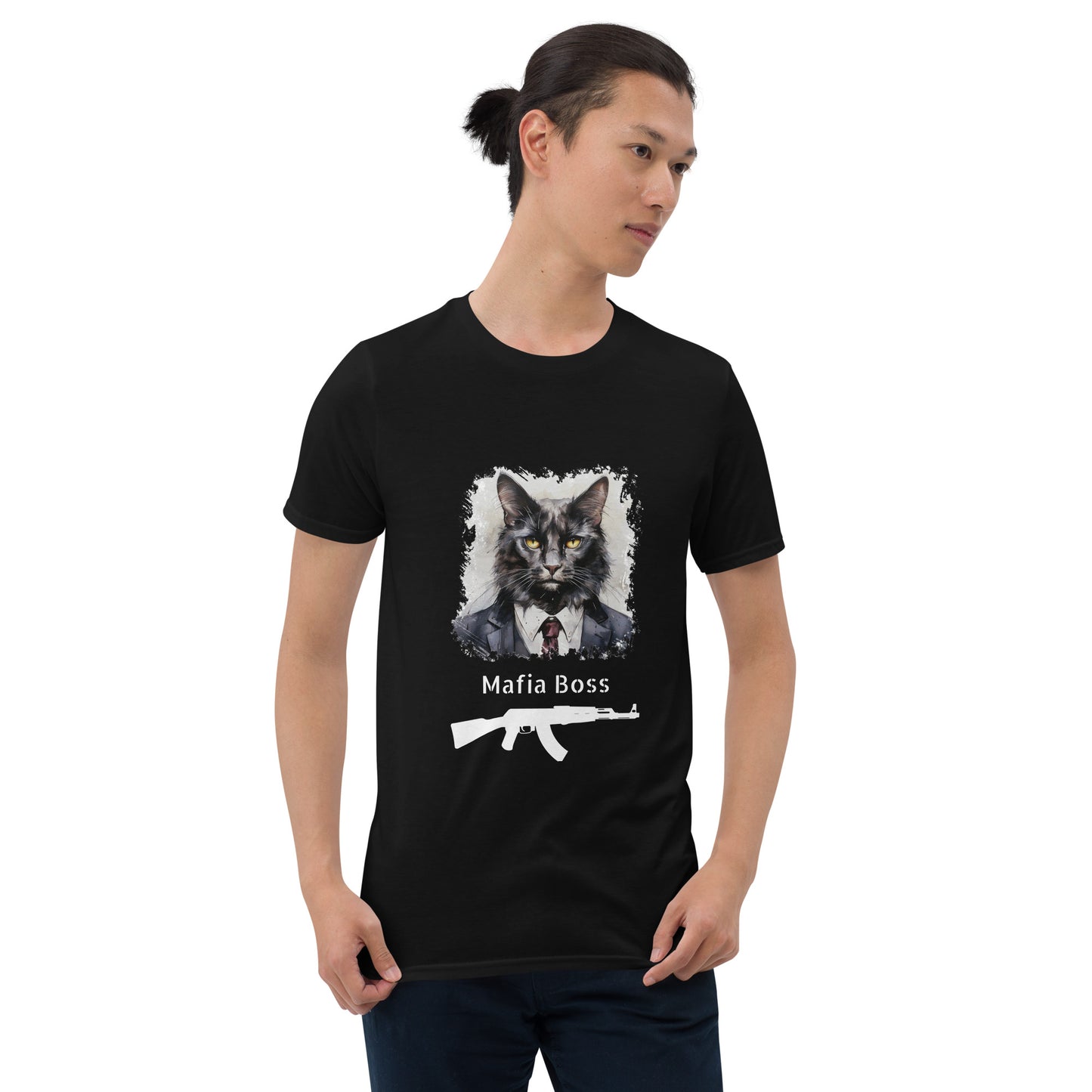 Short-Sleeve Unisex T-Shirt "BLACK CAT MAFIA BOSS" ID: 113 (PREMIUM)