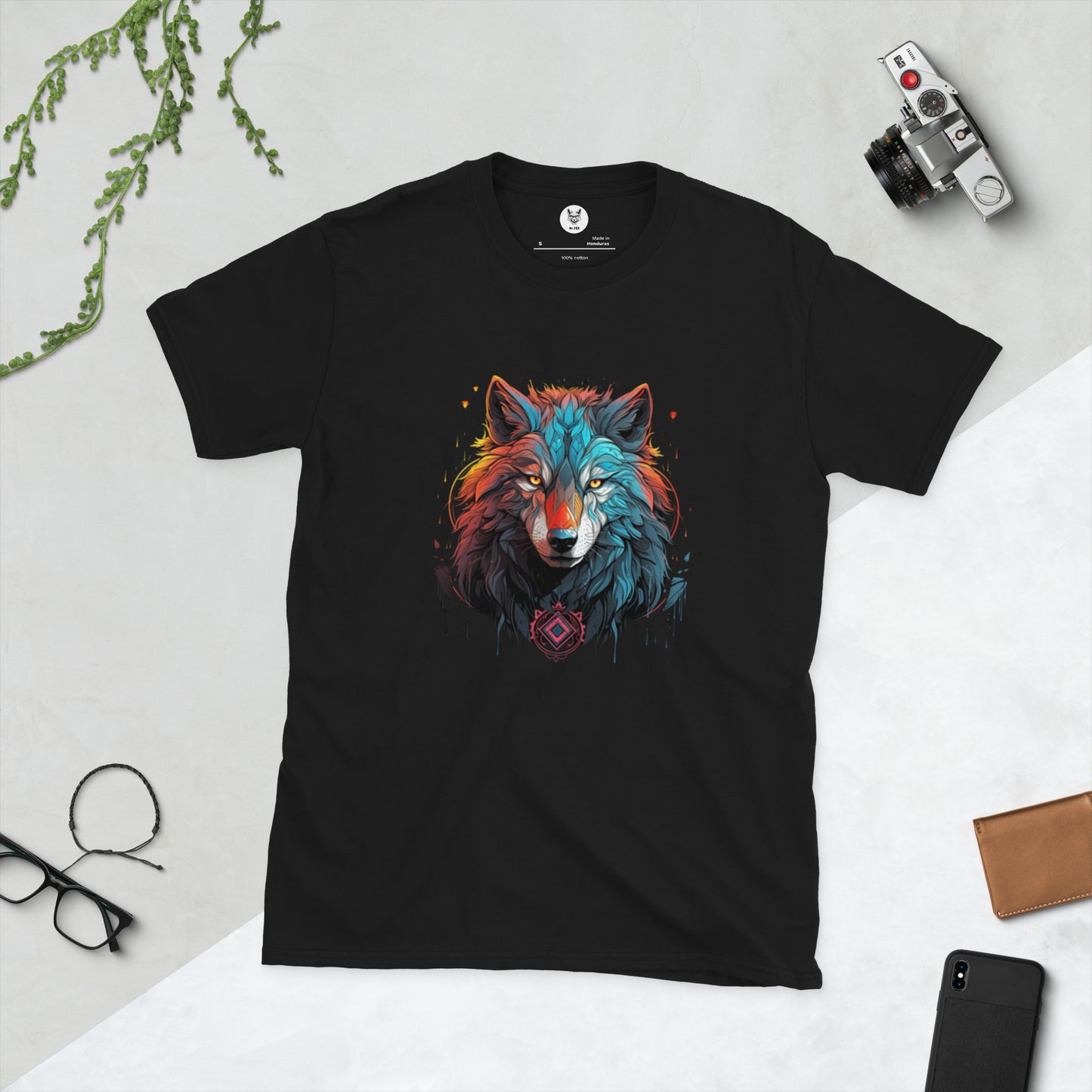 Koszulka unisex z krótkim rękawem "WOLF SHAMAN" ID: 116 (PREMIUM)