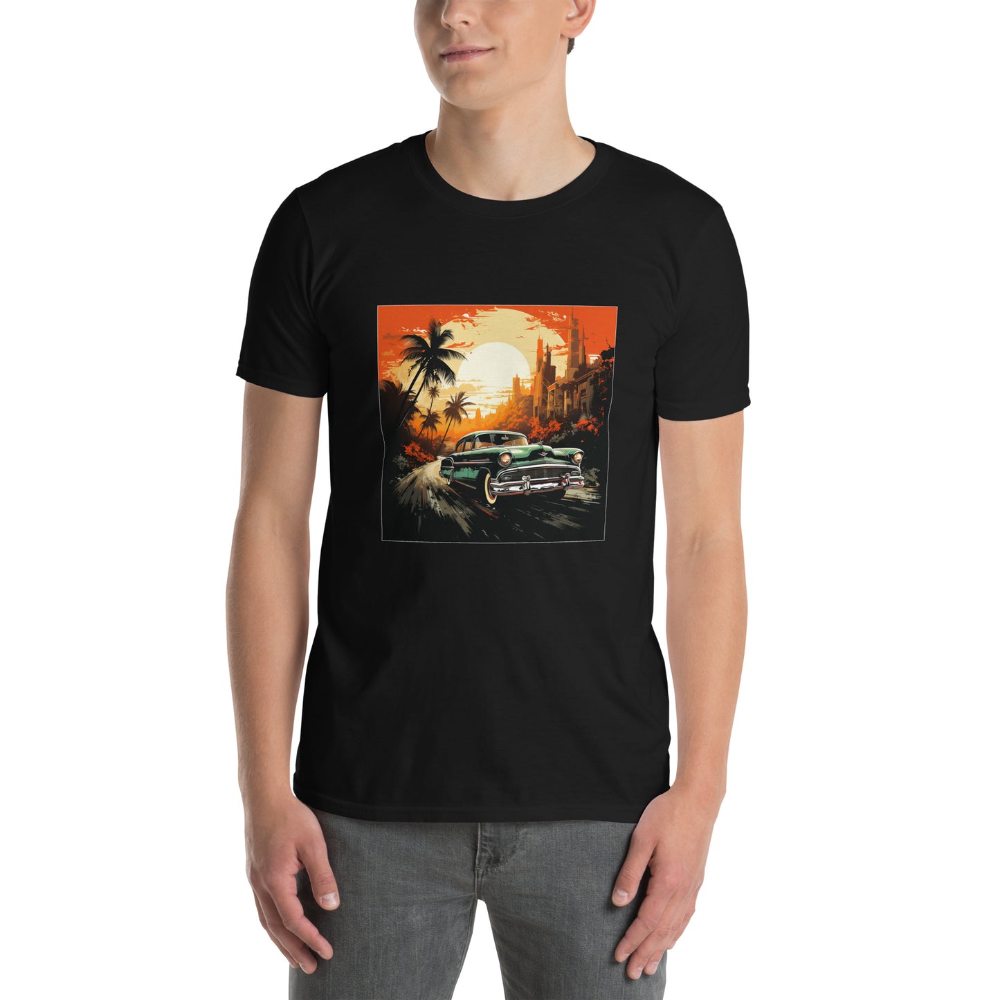 T-shirt unisex z krótkim rękawem „RETRO CAR” ID: 174 (PREMIUM)