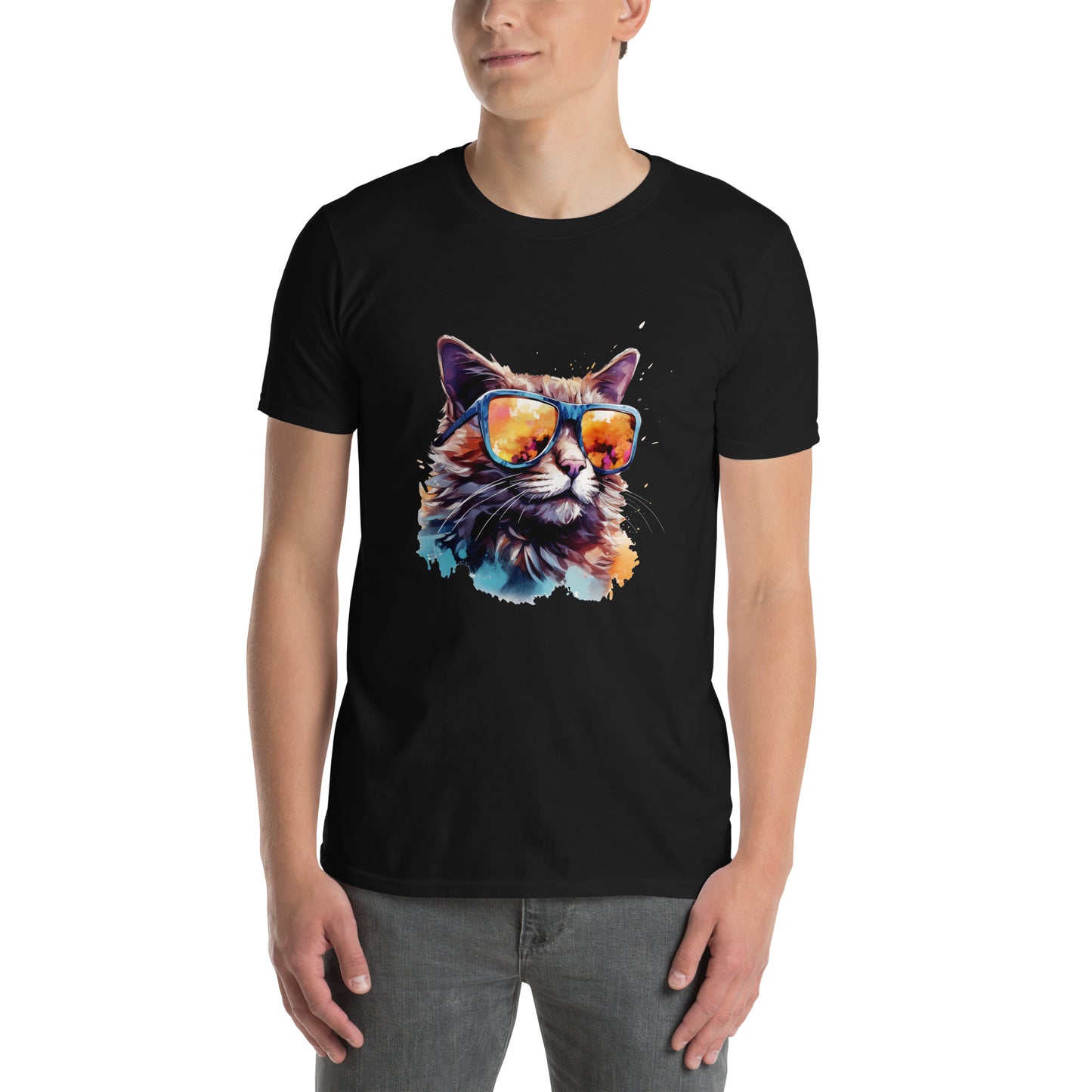 T-shirt unisex z krótkim rękawem „POP ART CAT” ID: 189 (PREMIUM)