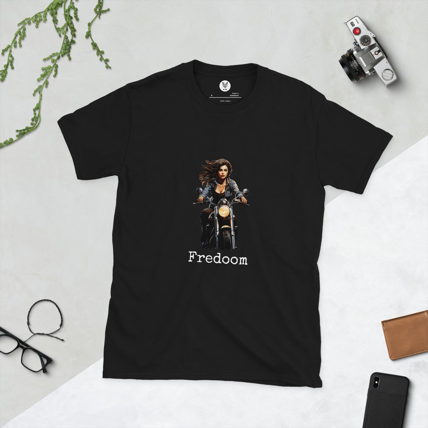 Koszulka unisex z krótkim rękawem „FREDOOM BIKER” ID: 352 (PREMIUM)