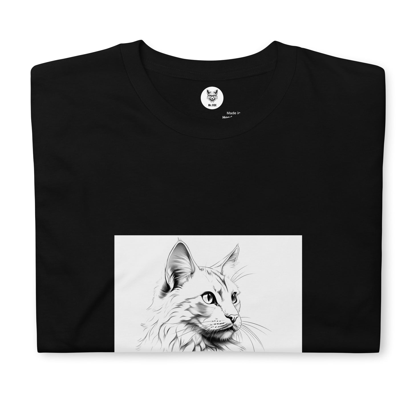 T-Shirt unisex z krótkim rękawem "BIAŁY KOT" ID: 354 (PREMIUM)