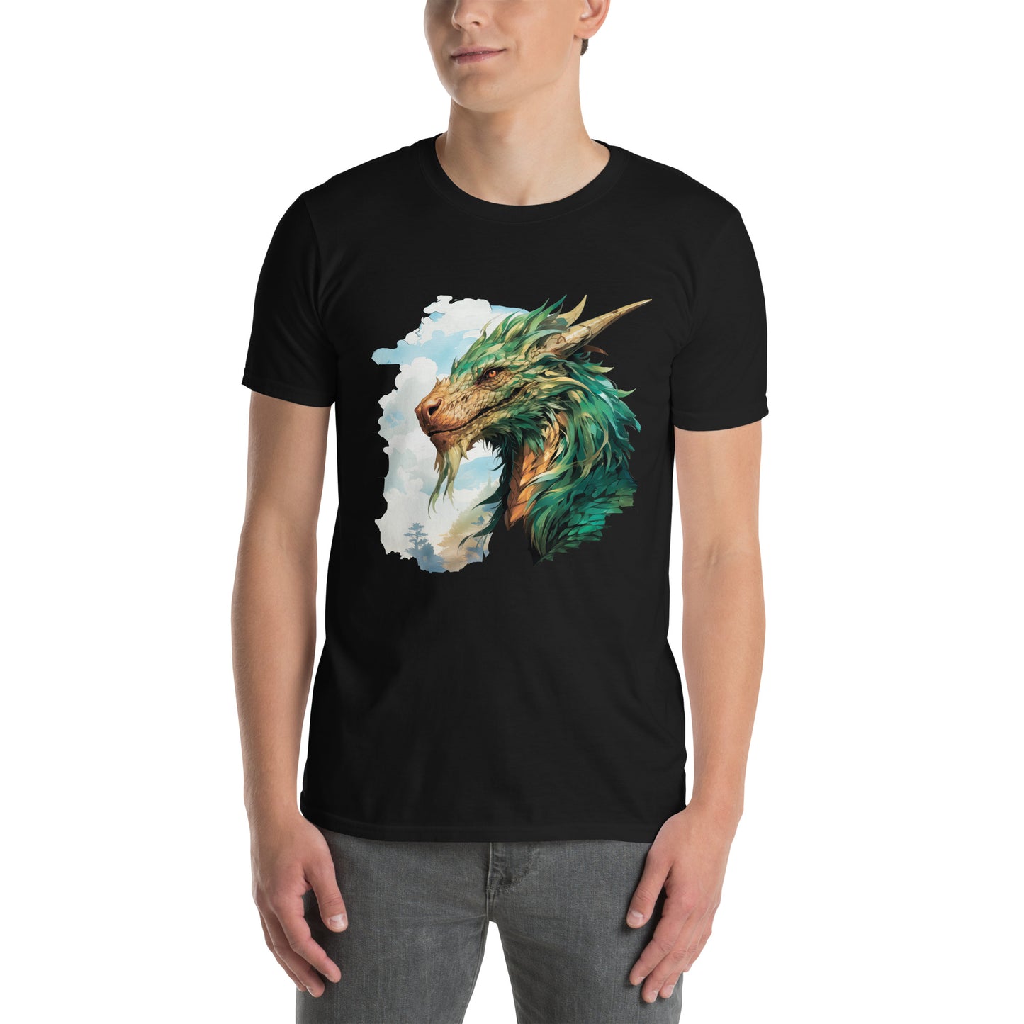 T-Shirt unisex z krótkim rękawem „ZIELONY SMOK” ID: 357 (PREMIUM)