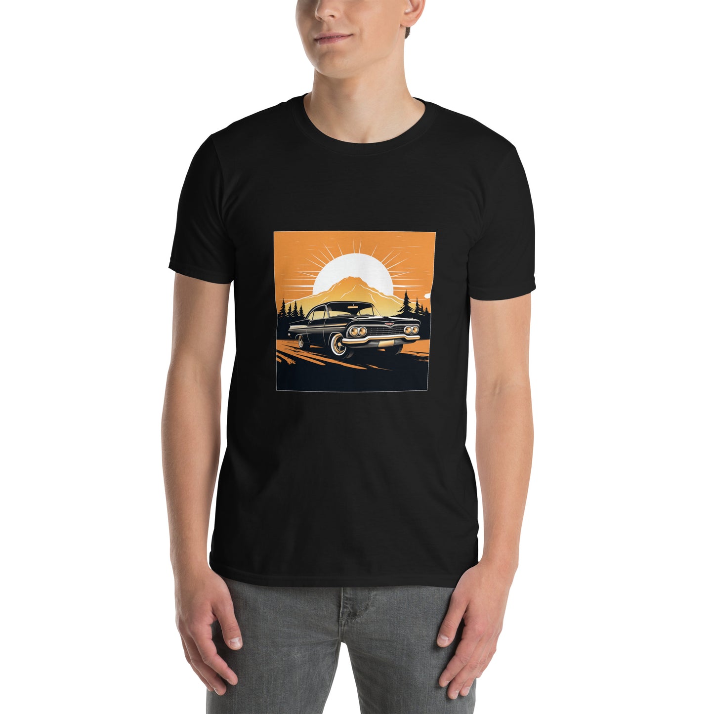 T-shirt unisex z krótkim rękawem „RETRO CAR” ID: 363 (PREMIUM)