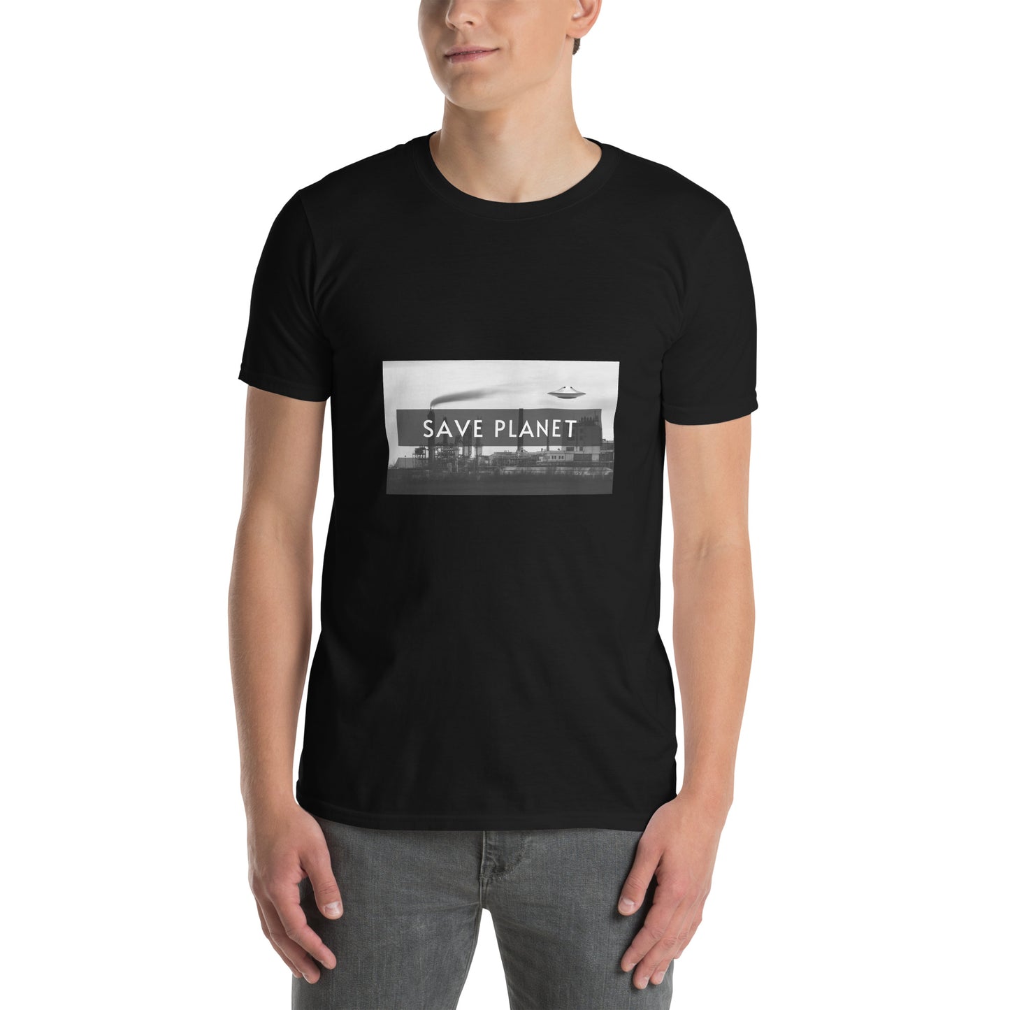 Short-Sleeve Unisex T-Shirt "Save Planet" (front&back) ID: 502 (PREMIUM)