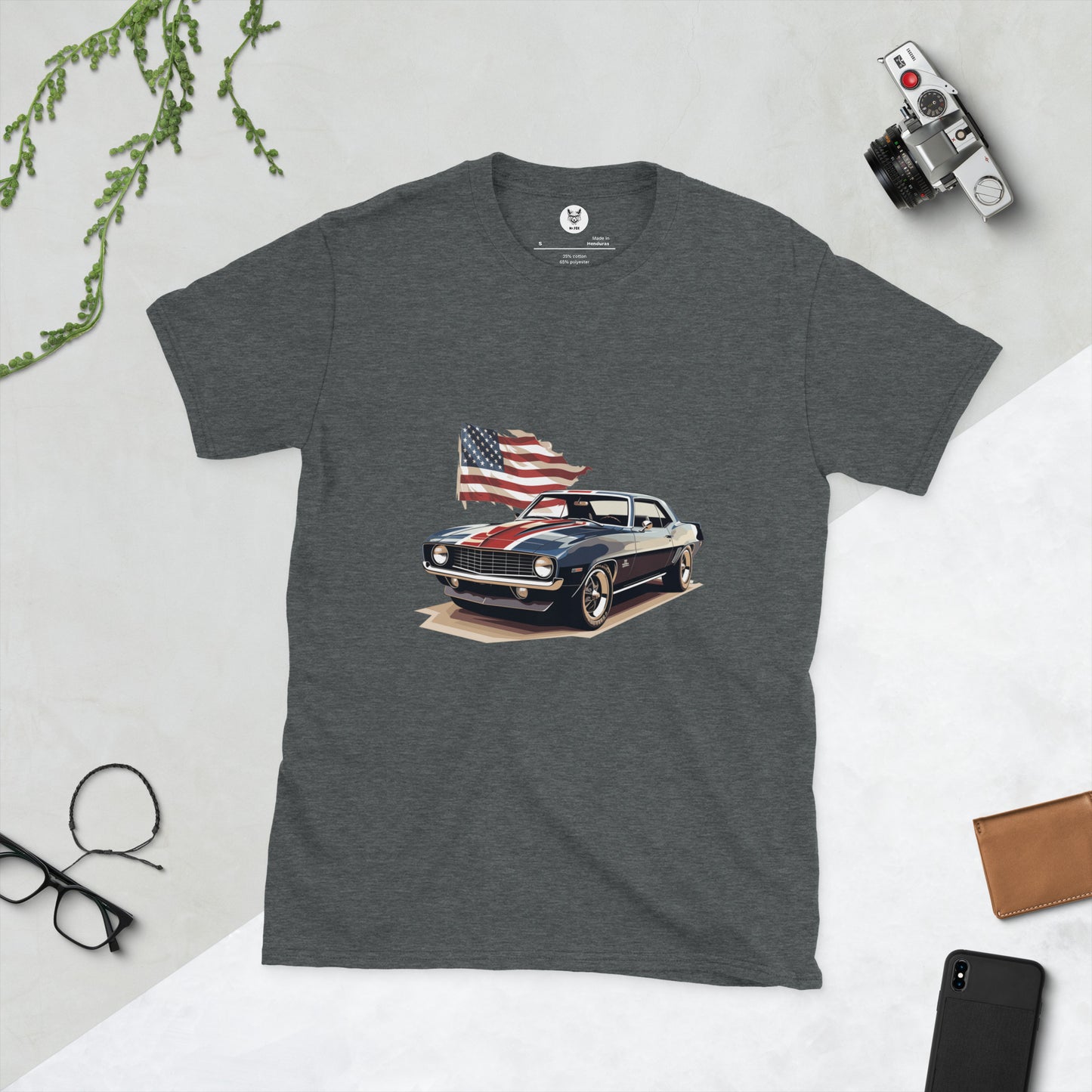 T-shirt unisex z krótkim rękawem „MUSCLE CAR” ID: 154 (PREMIUM)