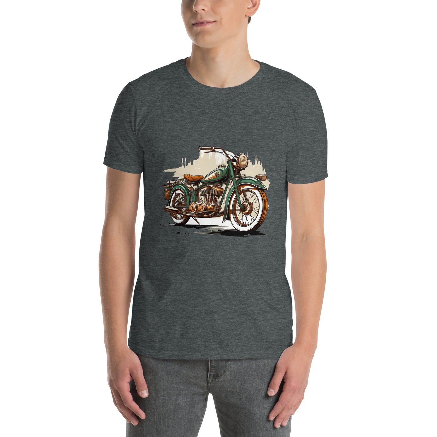 T-shirt unisex z krótkim rękawem „Retro motocykl” ID: 166 (PREMIUM)