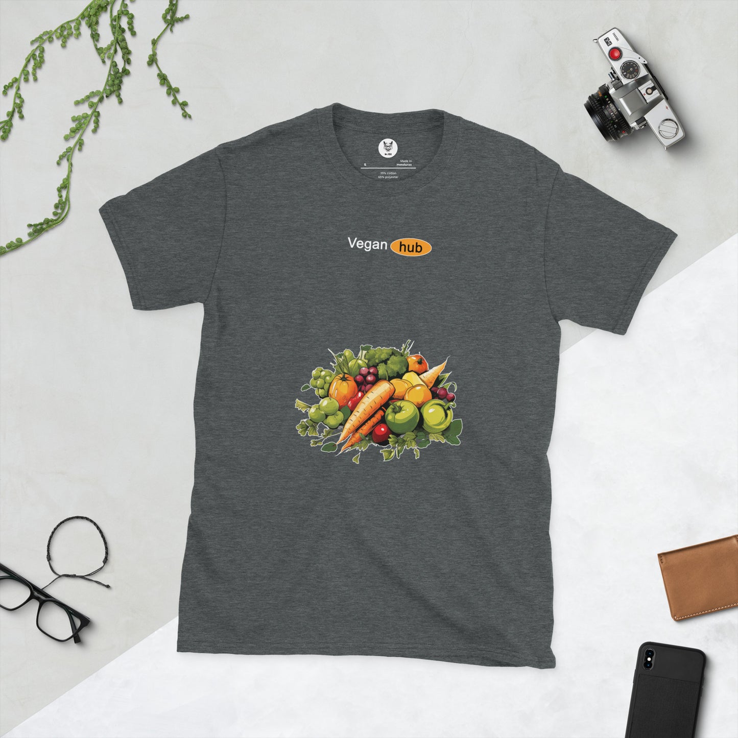 T-shirt unisex z krótkim rękawem „VEGAN HUB” id: 75 (PREMIUM)