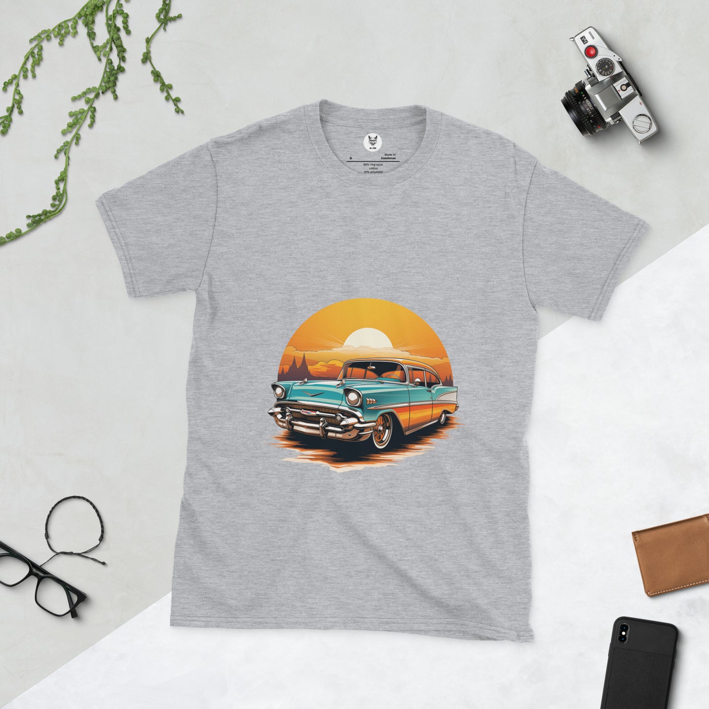 T-shirt unisex z krótkim rękawem „RETRO CAR” ID: 110 (PREMIUM)