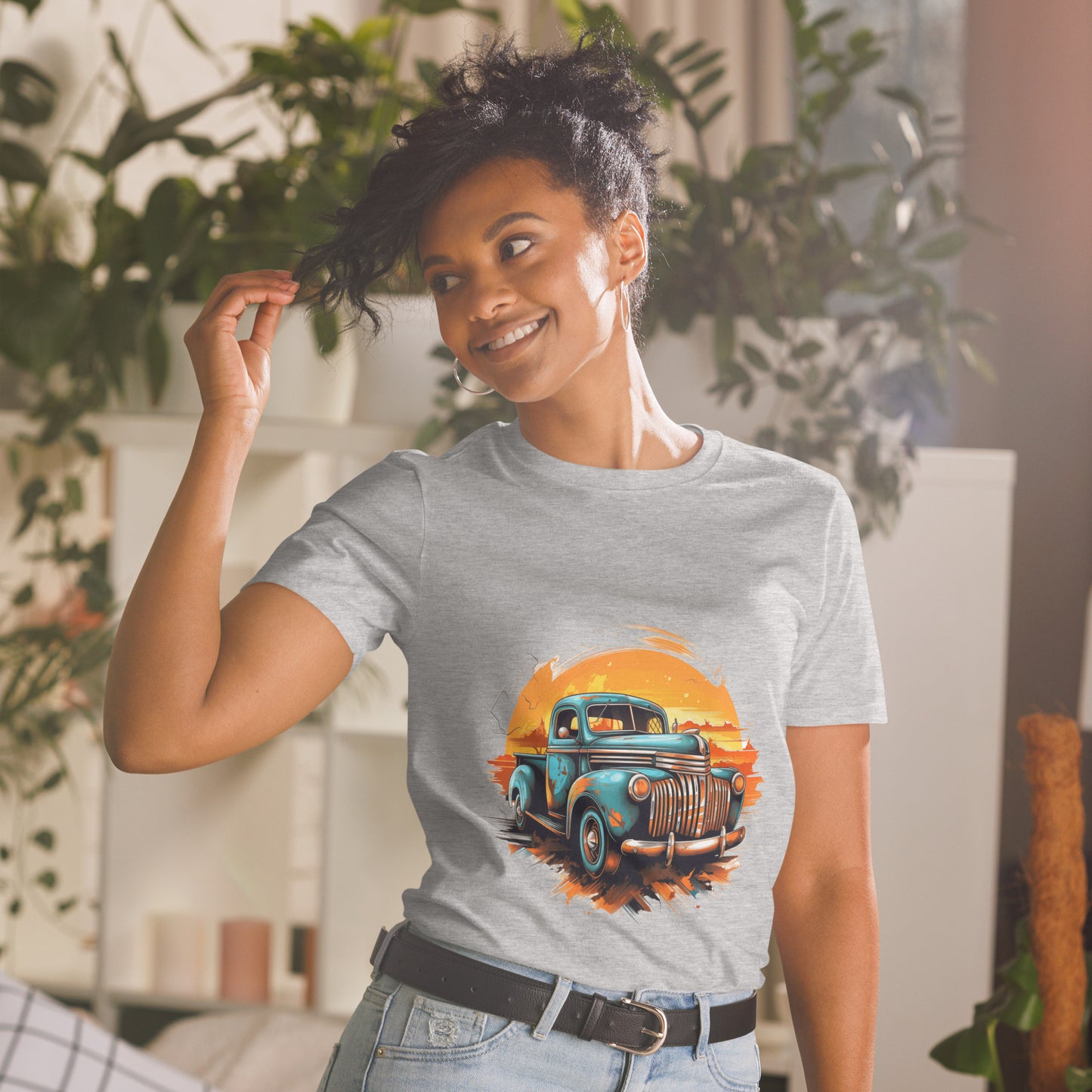 T-shirt unisex z krótkim rękawem „RETRO CAR” ID: 148 (PREMIUM)