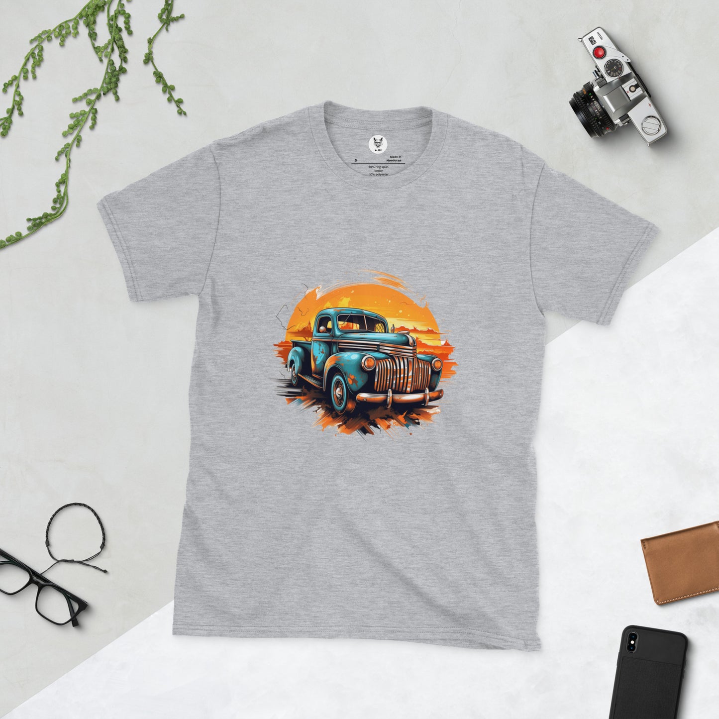 T-shirt unisex z krótkim rękawem „RETRO CAR” ID: 148 (PREMIUM)