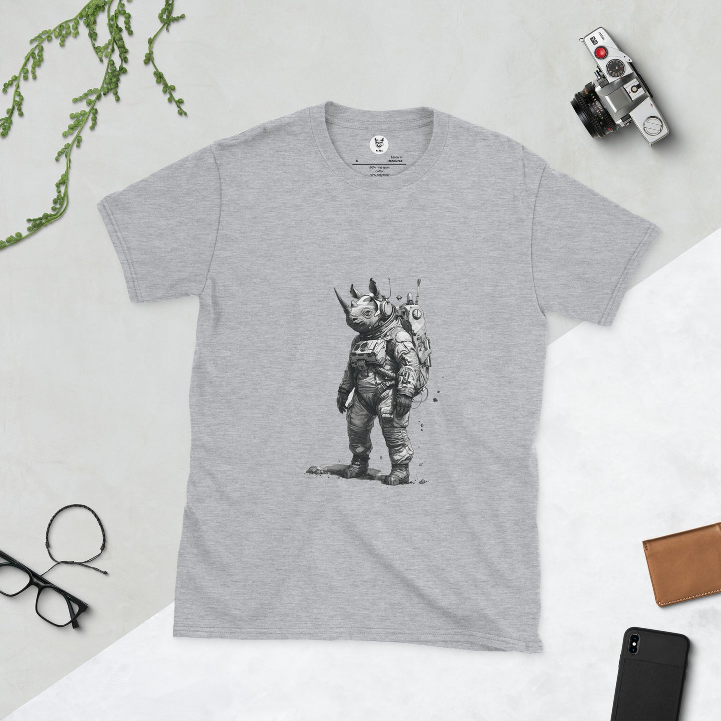 T-shirt unisex z krótkim rękawem „RHINO ASTRONAUT” ID: 151 (PREMIUM)