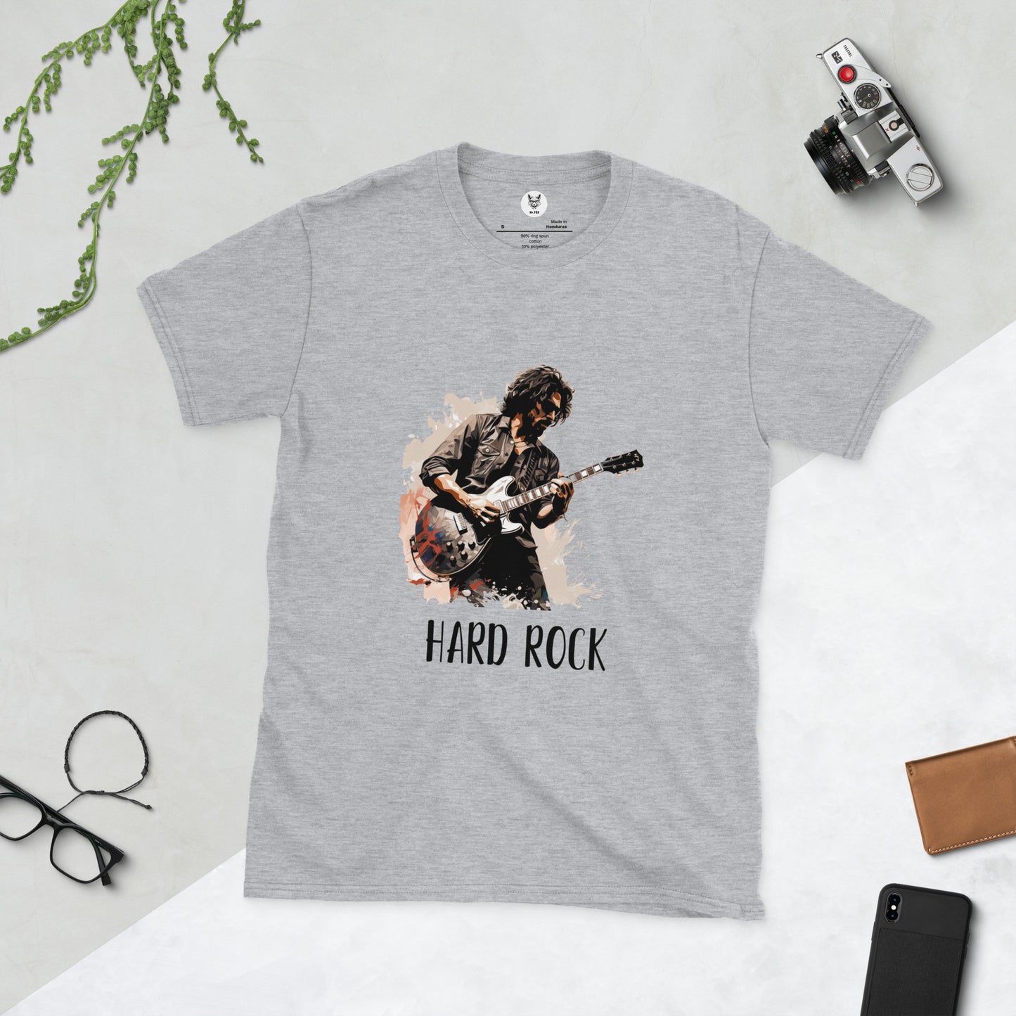 T-shirt unisex z krótkim rękawem „HARD ROCK GUITARIST” ID: 153 (PREMIUM)