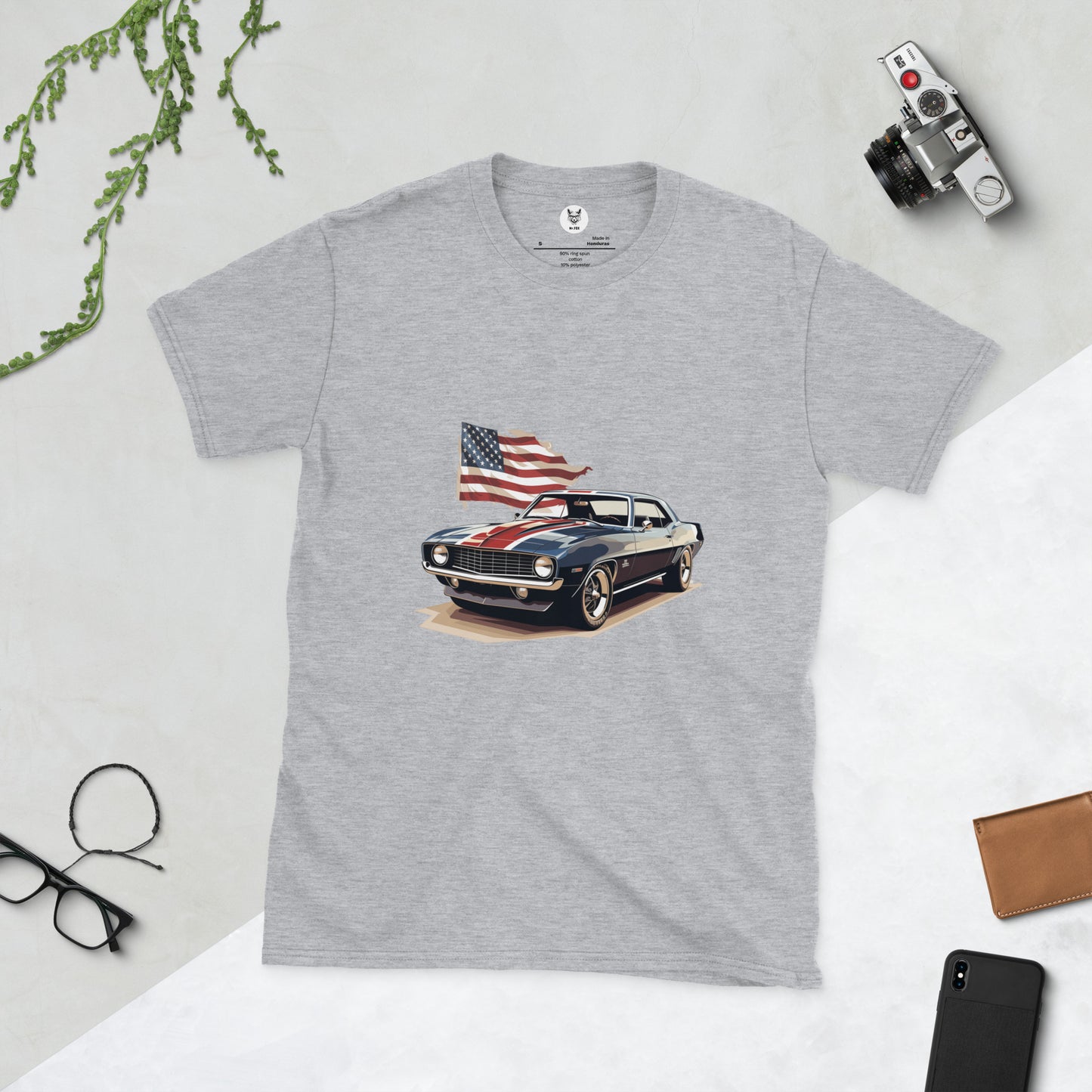 T-shirt unisex z krótkim rękawem „MUSCLE CAR” ID: 154 (PREMIUM)