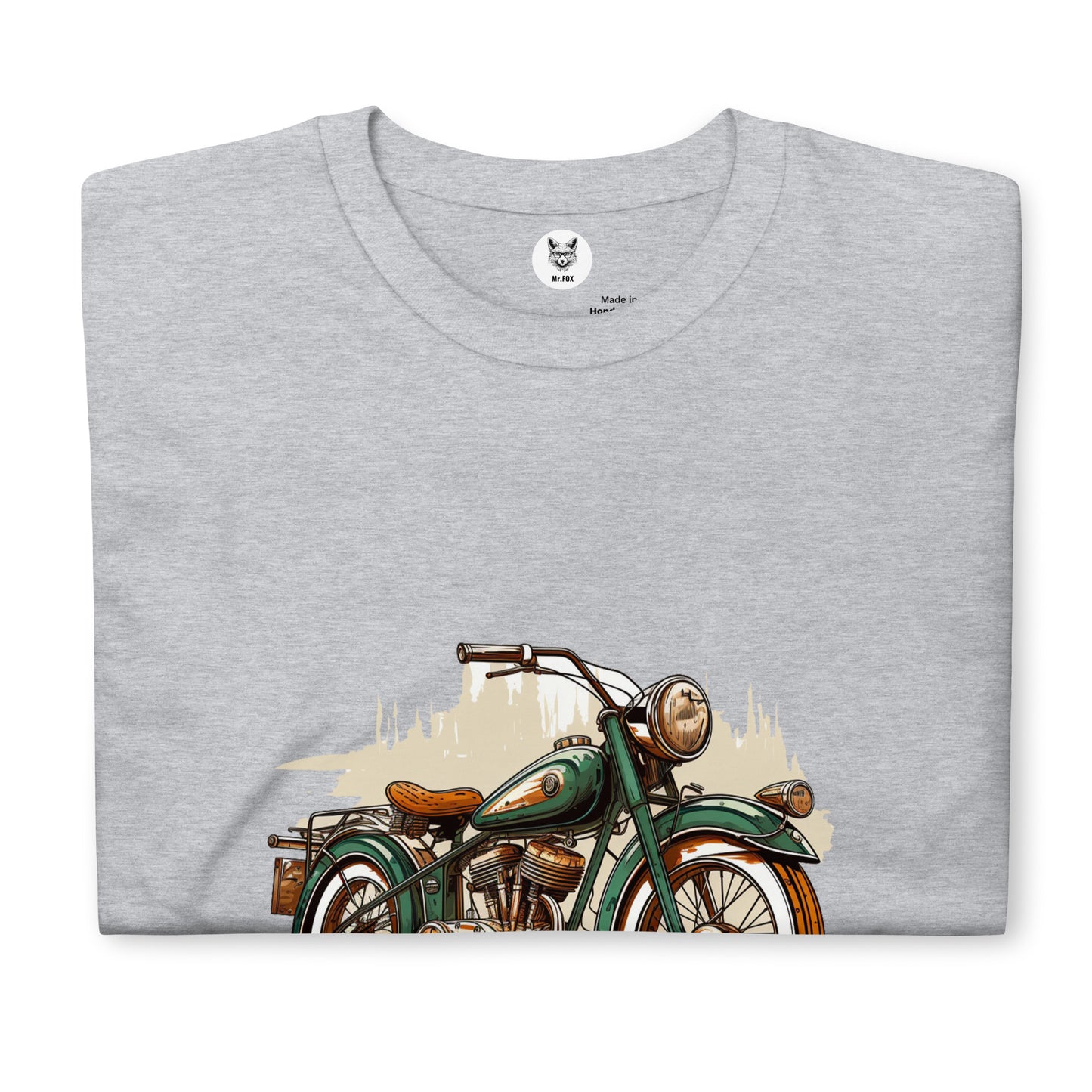 T-shirt unisex z krótkim rękawem „Retro motocykl” ID: 166 (PREMIUM)