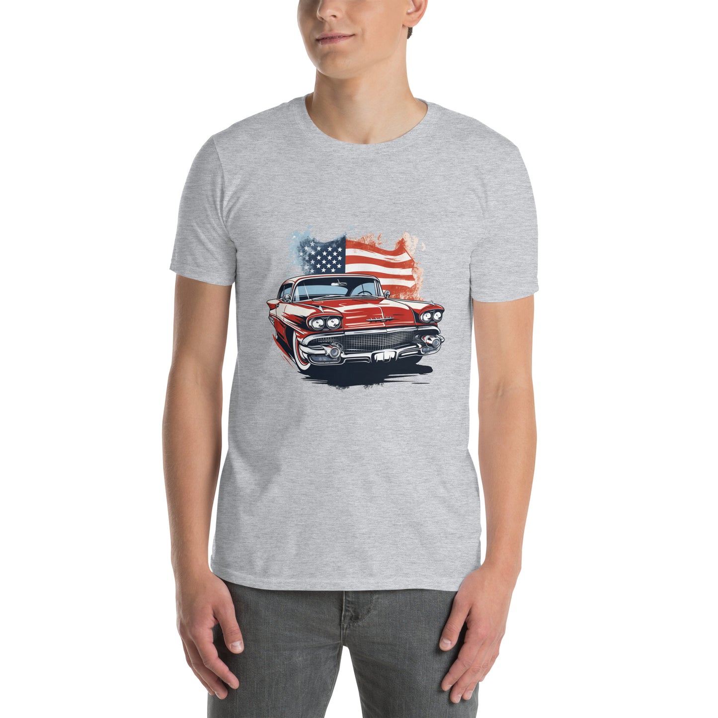 T-shirt unisex z krótkim rękawem „RETRO CAR” ID: 198 (PREMIUM)