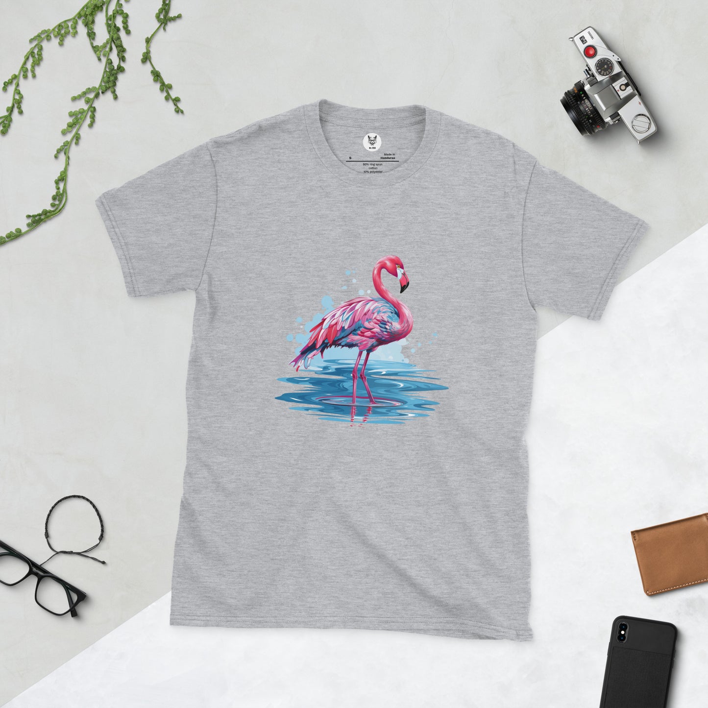 Koszulka unisex z krótkim rękawem „FLAMINGO” ID: 203 (PREMIUM)