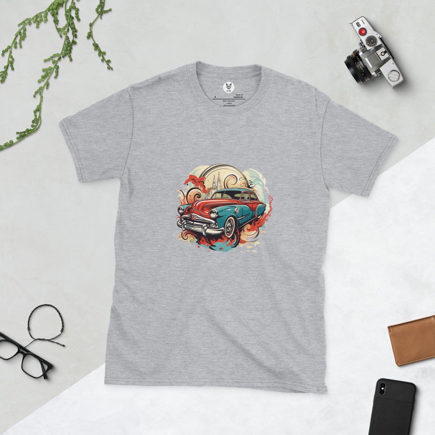 T-shirt unisex z krótkim rękawem „RETRO CAR” ID: 229 (PREMIUM)