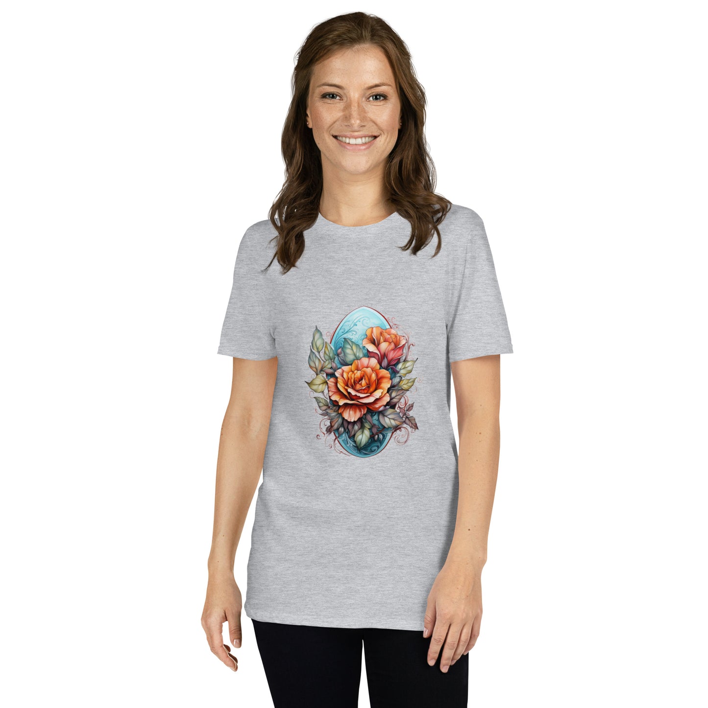 T-Shirt unisex z krótkim rękawem „FLOWERS” ID: 231 (PREMIUM)