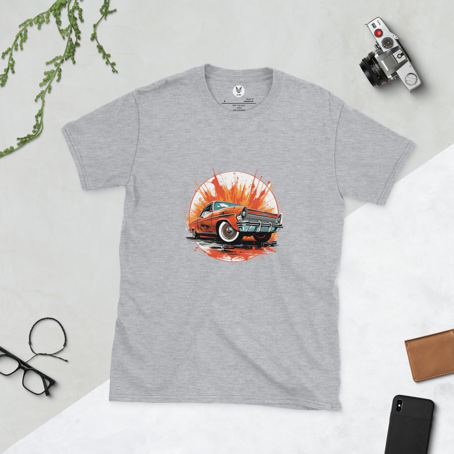 T-shirt unisex z krótkim rękawem „RETRO CAR” ID: 251 (PREMIUM)